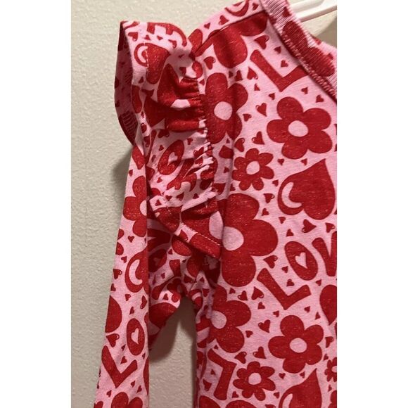 Valentine Dress 3T Heart Flower Love Print Red/Pink, Long Sleeve Wonder Nation - Picture 4 of 8